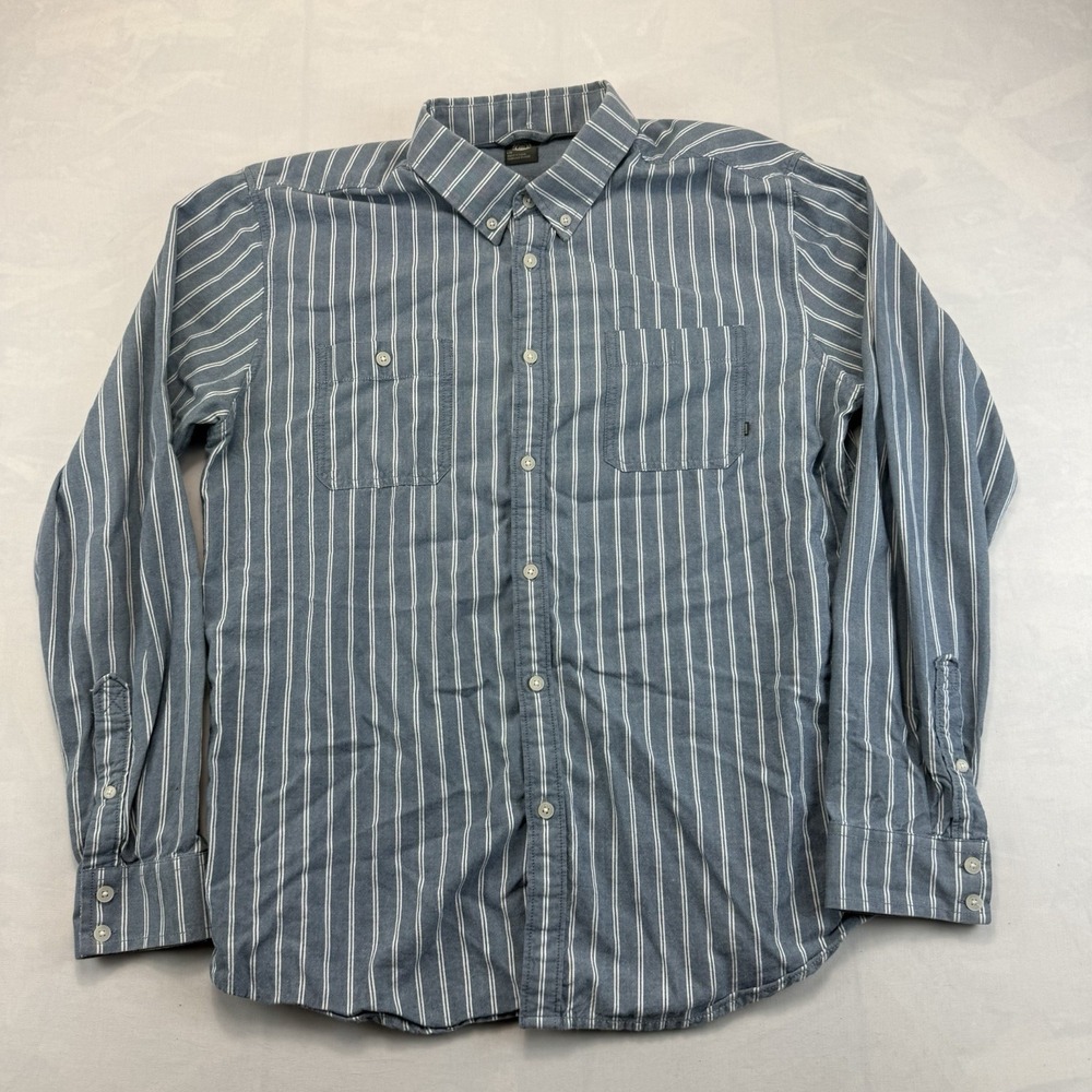 Element Men's Large Button Down Shirt Blue White Stripe Long Sleeve Skate